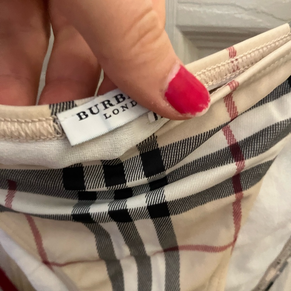 Burberry Beige Nova Check Bikini Bottom with Red Bikini Top - Picture 8 of 13